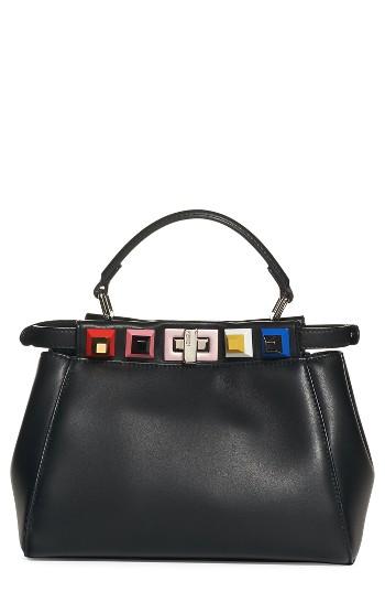 Fendi Mini Peekaboo Studded Leather Bag - Black