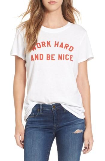 Women's Sub Urban Riot 'work Hard' Graphic Tee - White