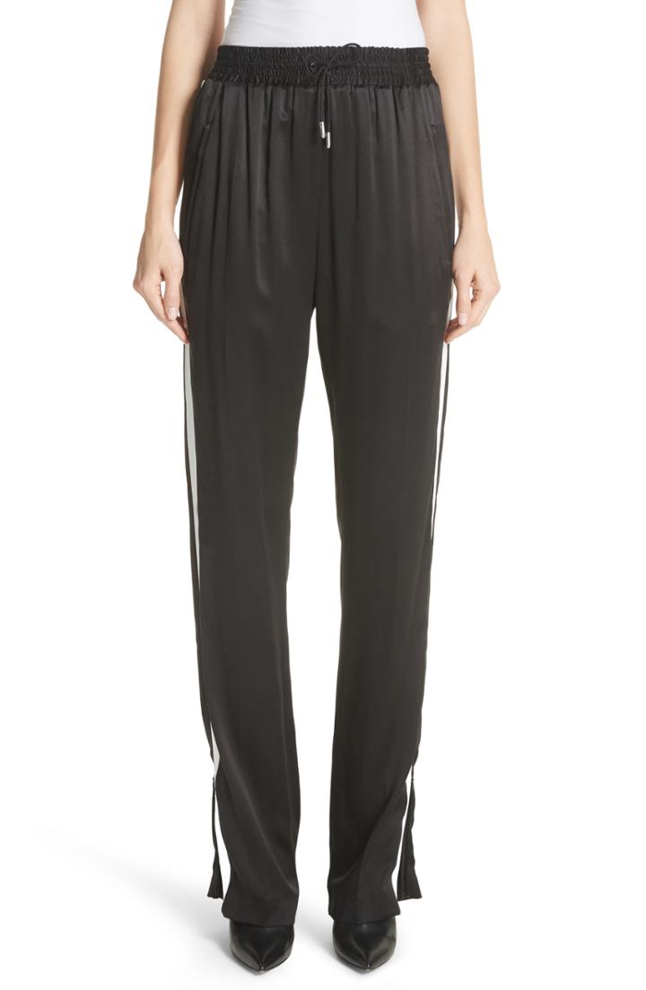 Women's Burberry Tanley Silk Track Pants Us / 48 It - Black