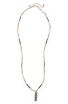 Women's Canvas Beaded Rectangle Pendant Necklace