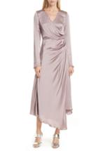 Women's Amur Iris Button Shoulder Silk Dress - Pink