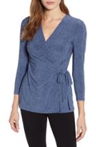 Women's Anne Klein Print Wrap Top, Size - Blue