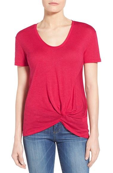 Women's Halogen Knot Front Tee - Red