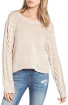 Women's Bp. Cable Sleeve Pullover, Size - Beige