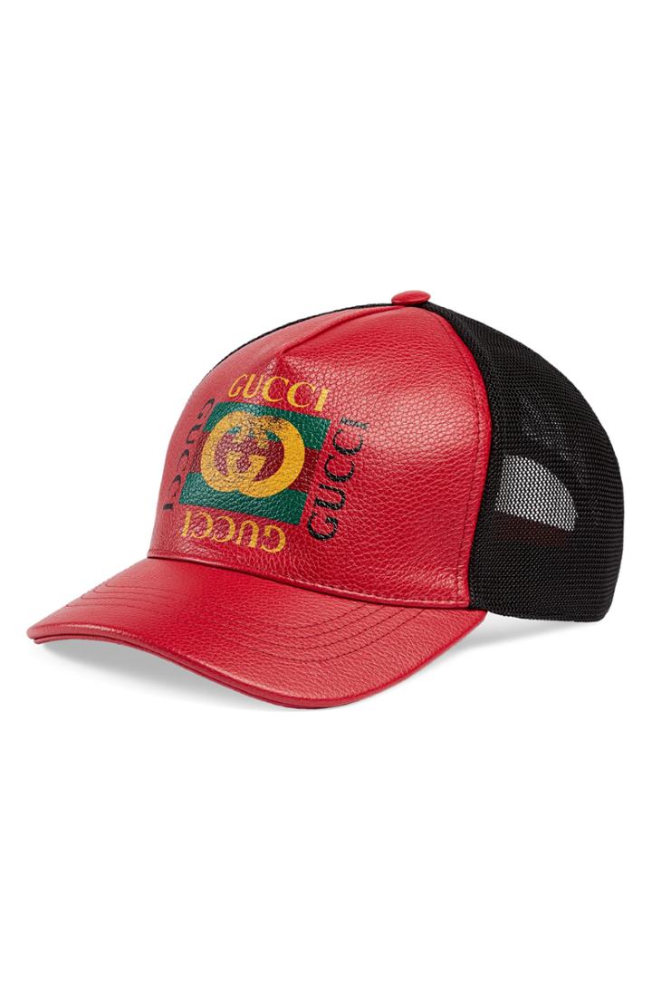 Men's Gucci Vintage Logo Leather Ball Cap -