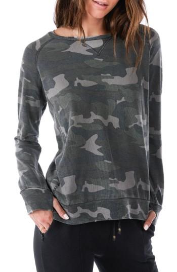 Women's Ragdoll Distressed Camo Sweatshirt - Green