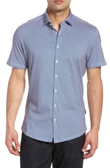 Men's Stone Rose Trim Fit Circle Geo Print Sport Shirt (s) - Orange