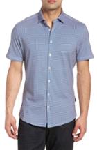 Men's Stone Rose Trim Fit Circle Geo Print Sport Shirt (s) - Orange