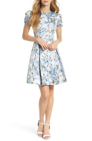 Women's Gal Meets Glam Collection Poppy Jacquard Fit & Flare Dress - Blue