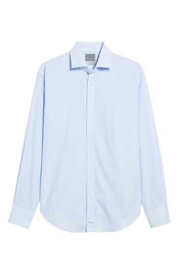 Men's Thomas Dean Regular Fit Stripe Sport Shirt, Size - Grey