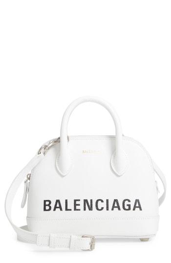 Balenciaga Xxs Ville Logo Leather Crossbody Satchel - White