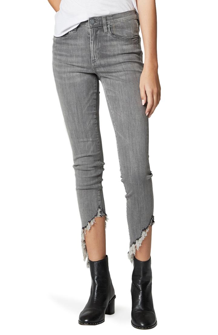 Women's Blanknyc The Bond Asymmetrical Frayed Hem Skinny Jeans - Black
