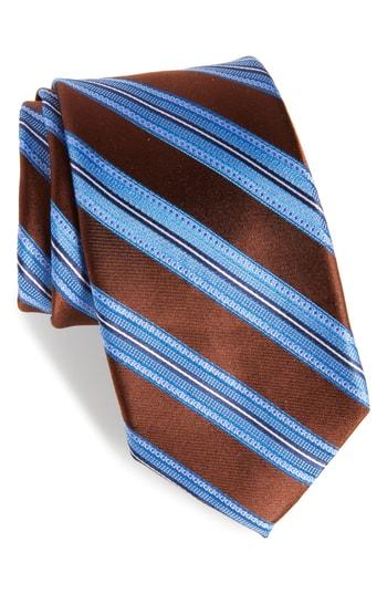 Men's Nordstrom Men's Shop Sunshine Stripe Silk Tie, Size - Brown