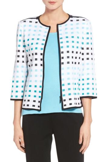 Women's Ming Wang Check Jacquard Knit Jacket