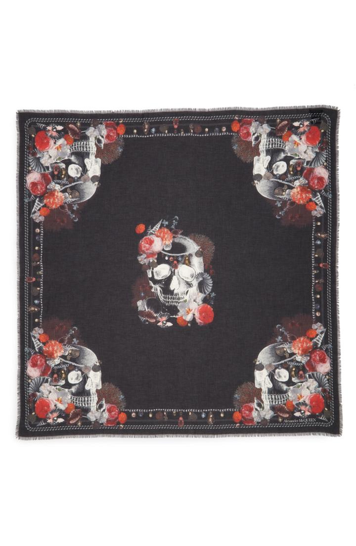 Women's Alexander Mcqueen Neptune's Treasures Scarf, Size - Black