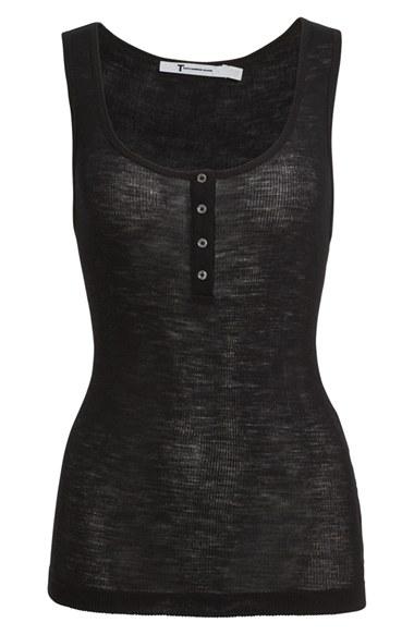 Women's Alexander Wang Scoop Neck Ribbed Wool Henley Tank