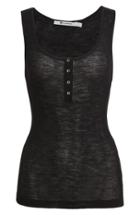 Women's Alexander Wang Scoop Neck Ribbed Wool Henley Tank