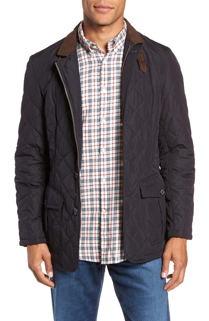 Men's Barbour Lutz Quilted Jacket, Size - Blue