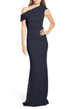 Women's Katie May Pleat One-shoulder Crepe Gown - Blue