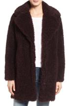 Women's Kensie 'teddy Bear' Notch Collar Reversible Faux Fur Coat - Red (online Only)