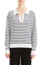 Women's Theory Stripe Merino Wool & Silk Sweater, Size - Ivory