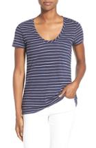 Petite Women's Caslon Relaxed Slub Knit U-neck Tee P - Blue