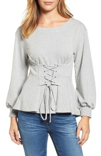Women's Halogen Corset Detail Top, Size - Grey