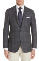 Men's Canali Kei Classic Fit Windowpane Wool Blend Sport Coat Us / 48 Eu S - Brown