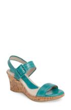 Women's David Tate Newport Wedge Sandal M - Blue/green
