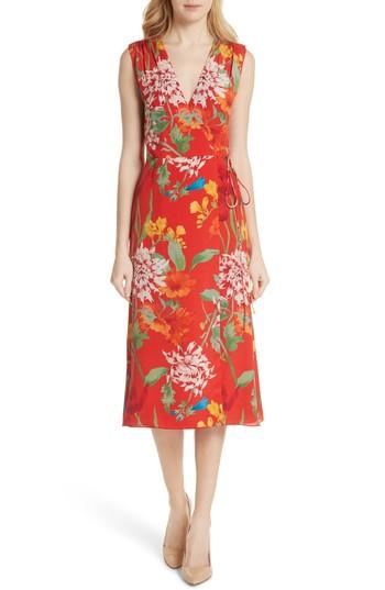 Women's Alice + Olivia Tasia Sleeveless Silk Wrap Dress - Red