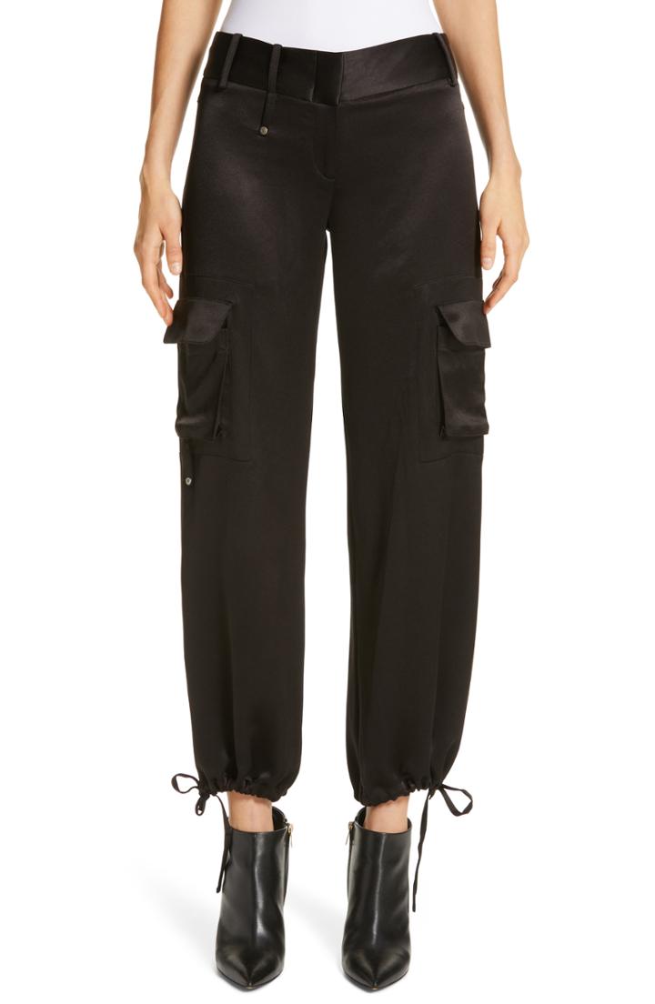 Women's Burberry Tanley Silk Track Pants Us / 40 It - Black