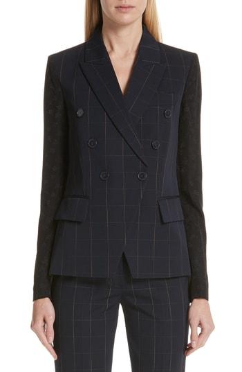 Women's Stella Mccartney Pajama Sleeve Check Wool Jacket Us / 38 It - Blue