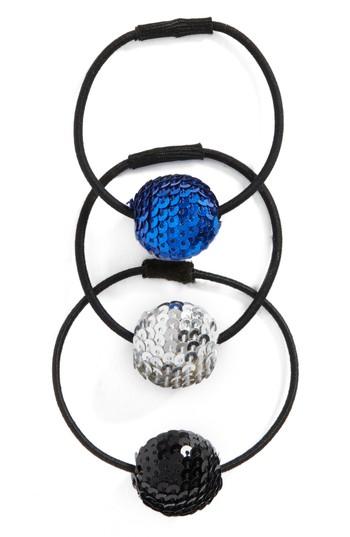 Tasha 3-pack Sequin Disco Ball Pony Holders, Size - Metallic