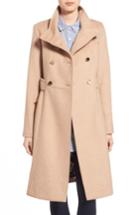 Petite Women's Eliza J Wool Blend Long Military Coat P - Beige