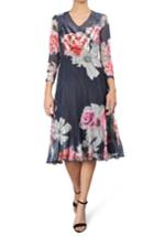 Women's Komarov Floral Print Chiffon A-line Dress - Blue