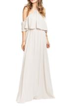 Women's Show Me Your Mumu Rebecca Off The Shoulder Chiffon Gown, Size - Beige