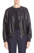Women's Colovos Leather Bomber Jacket - Black