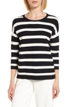 Women's Anne Klein New York Stripe Crewneck Sweater - Black