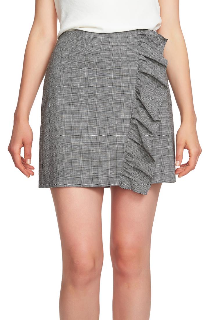 Women's 1.state Glen Plaid Ruffle Plaid Miniskirt