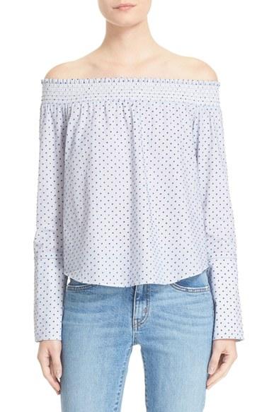 Women's 10 Crosby Derek Lam Swiss Dot Off The Shoulder Shirt