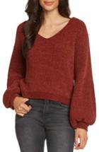 Women's Willow & Clay Tie Back Chenille Sweater - Red