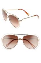 Women's Chloe 61mm Aviator Sunglasses - Gold/ Havana/ Brown