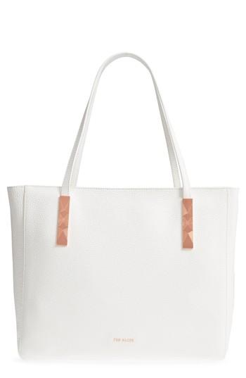 Ted Baker London Pebbled Leather Tote - White