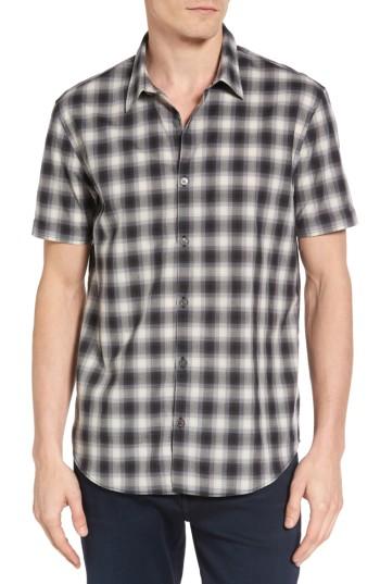 Men's John Varvatos Star Usa Pewter Plaid Trim Fit Sport Shirt - Grey