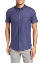 Men's Ted Baker London Dotdots Trim Fit Dot Short Sleeve Sport Shirt (m) - Blue