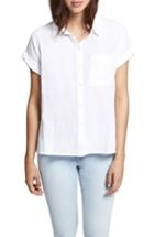 Women's Sanctuary Mod Short Sleeve Boyfriend Shirt - White