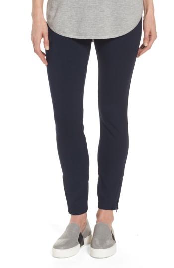 Petite Women's Nydj Zip Ankle Ponte Leggings P - Blue