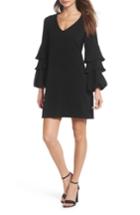 Women's Charles Henry Tiered Ruffle Sleeve Dress - Black