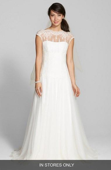 Women's Jesus Peiro Illusion Yoke Lace & Tulle Dress