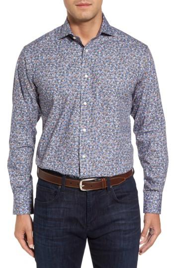 Men's Thomas Dean Floral Print Sport Shirt - Blue
